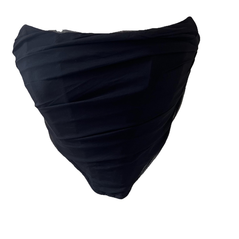 Womens Akira‎ Tube Top Crop Black Strapless Size large Zip Up NEW